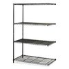 Safco Industrial Add-On Unit, Four-Shelf, 48w x 24d x 72h, Steel, Black 5295BL